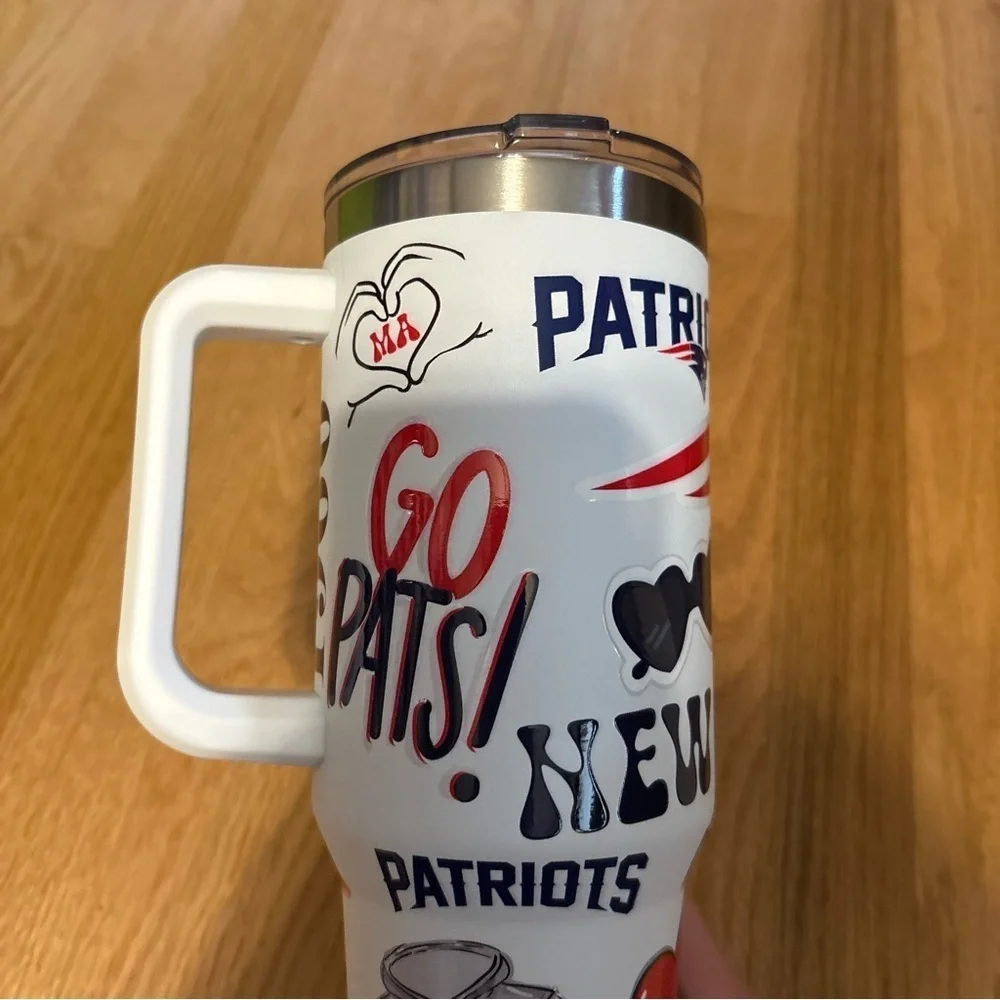 New England Patriots 40 oz Stainless Steel Themed Party Tumbler Cup NEW NFL